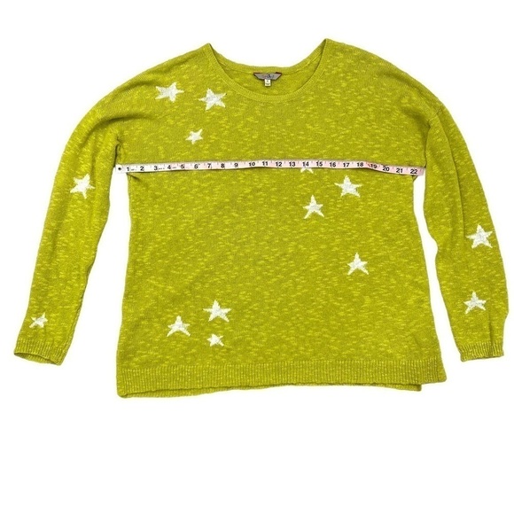Ten-oh-8 Woman’s Size XL Lime Green & White Star Knit Sweater Pullover Top - Picture 6 of 9
